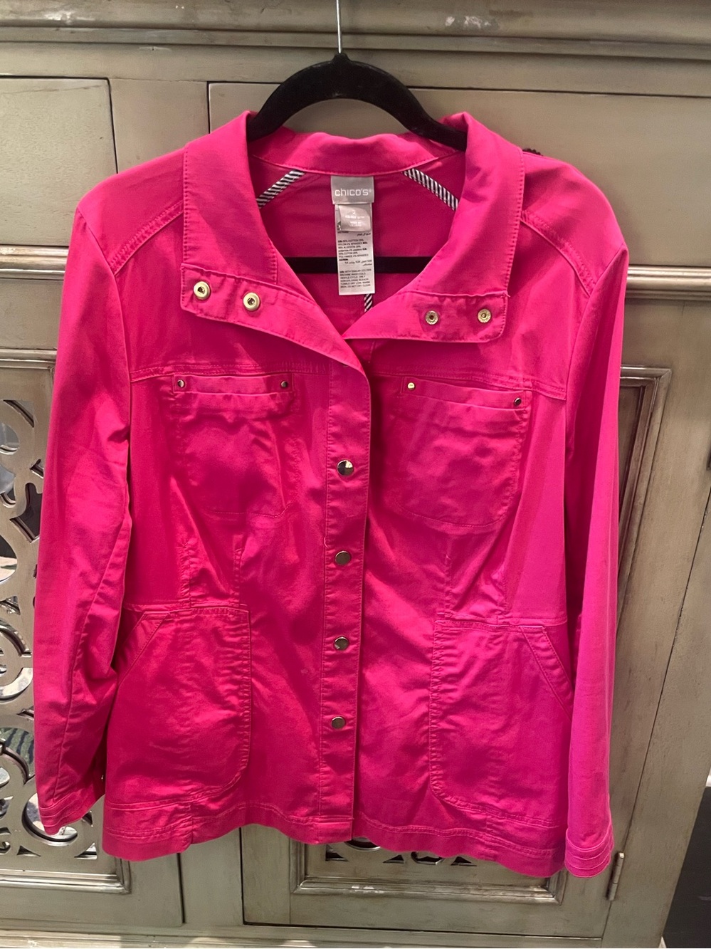Chico's Women's Hot Pink lightweight Utility Jacket
